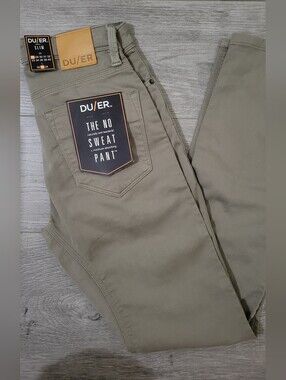 DUER No Sweat Pants 28×32 Olive Green